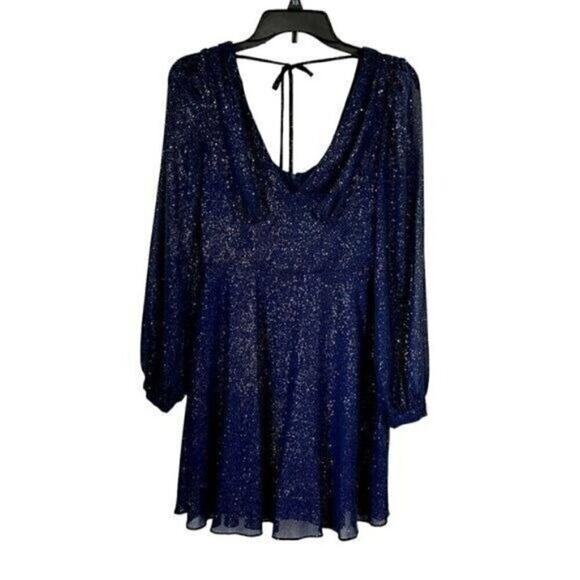 B Darlin Dresses & Skirts - Blue Long Sleeve V-Neck Semi-Formal Dress Size 1/2 Homecoming